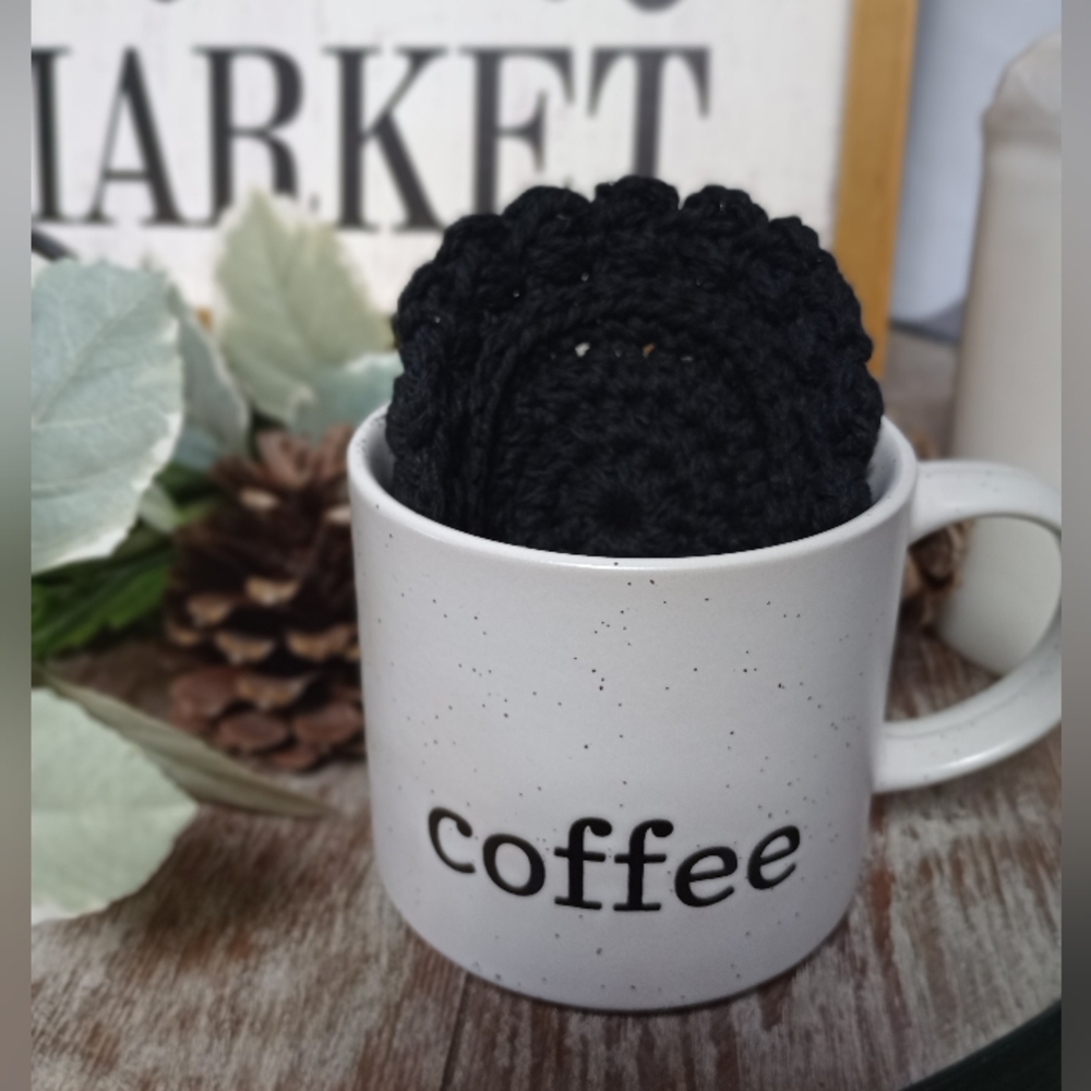 Coffee Mug & Handcrafted Farmhouse Style Crochet Coaster Set - New